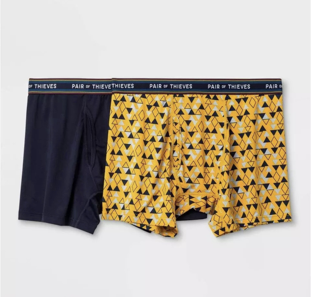 Pair of Thieves Men’s Super Fit Boxer Briefs 2pk Navy Gold Yellow Large NEW 5”