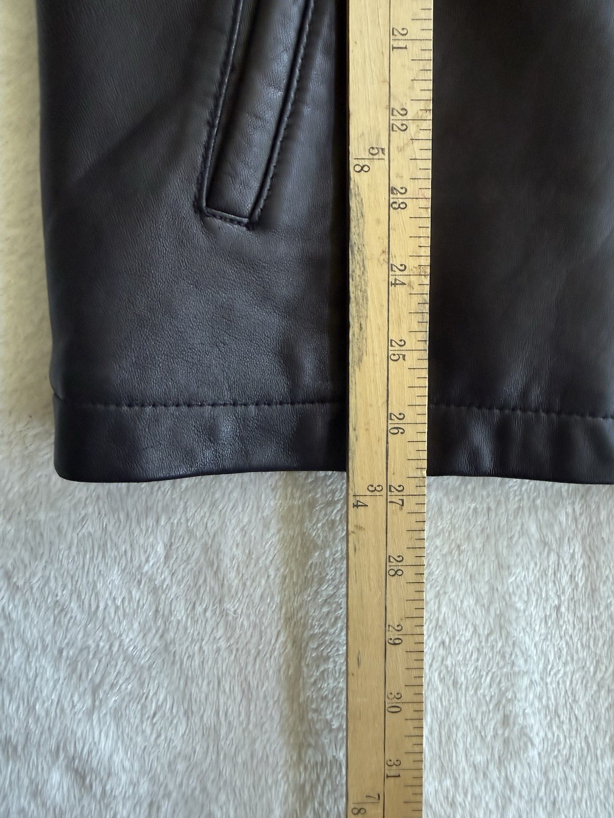 Black Rivet Men’s Black Leather Lined Full Zip Jacket Point Collar Size M