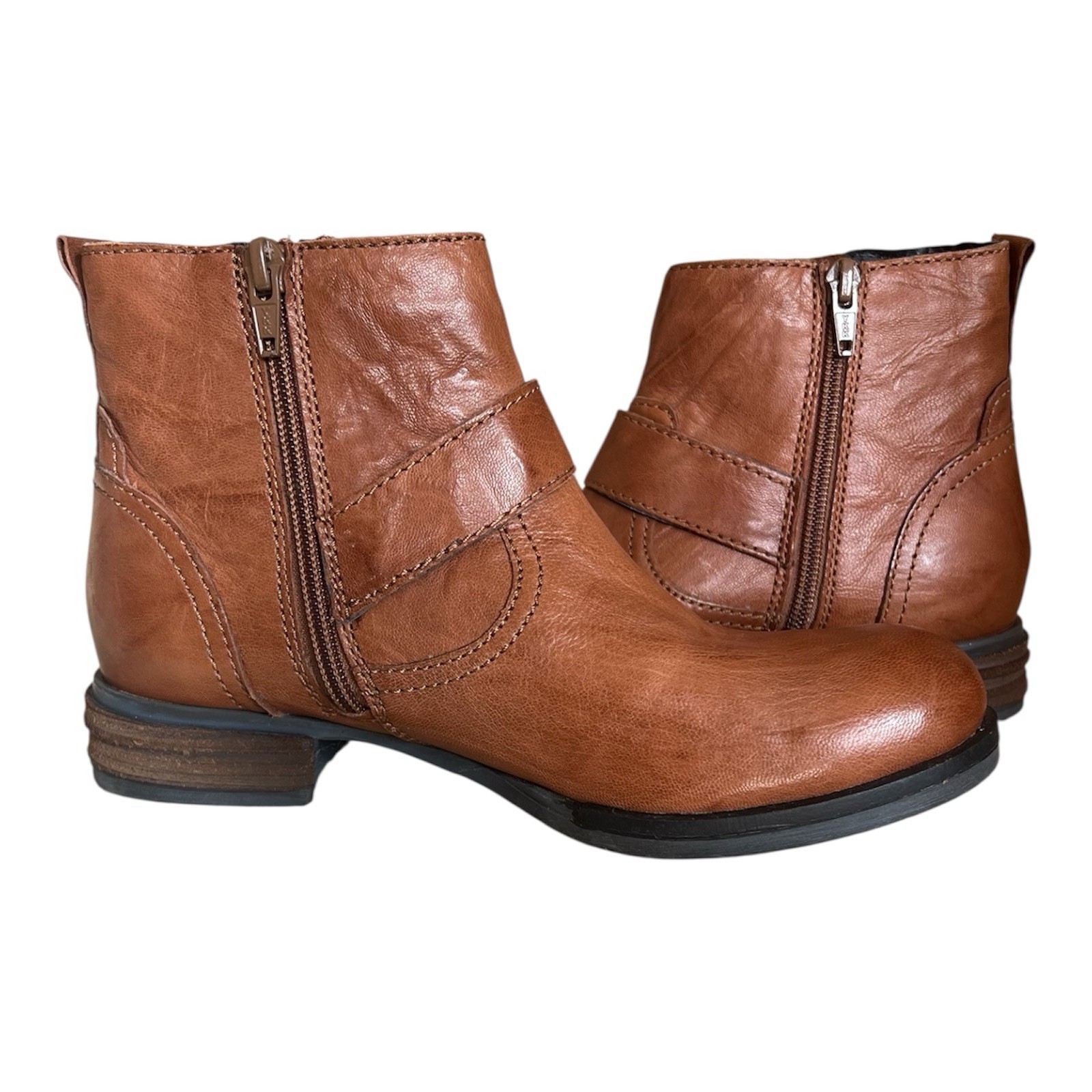 Josef Seibel Sanja 16 Buckle Leather Cognac/Brown Ankle Booties EU36, 37, 40 NEW