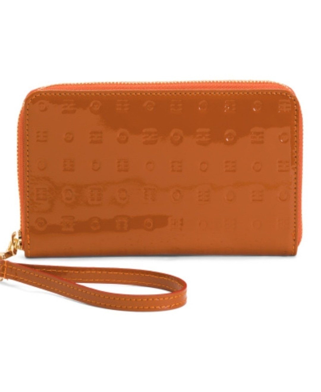 Arcadia Italian ZA Tan Embossed Patent Leather Wallet NWT MSRP $150