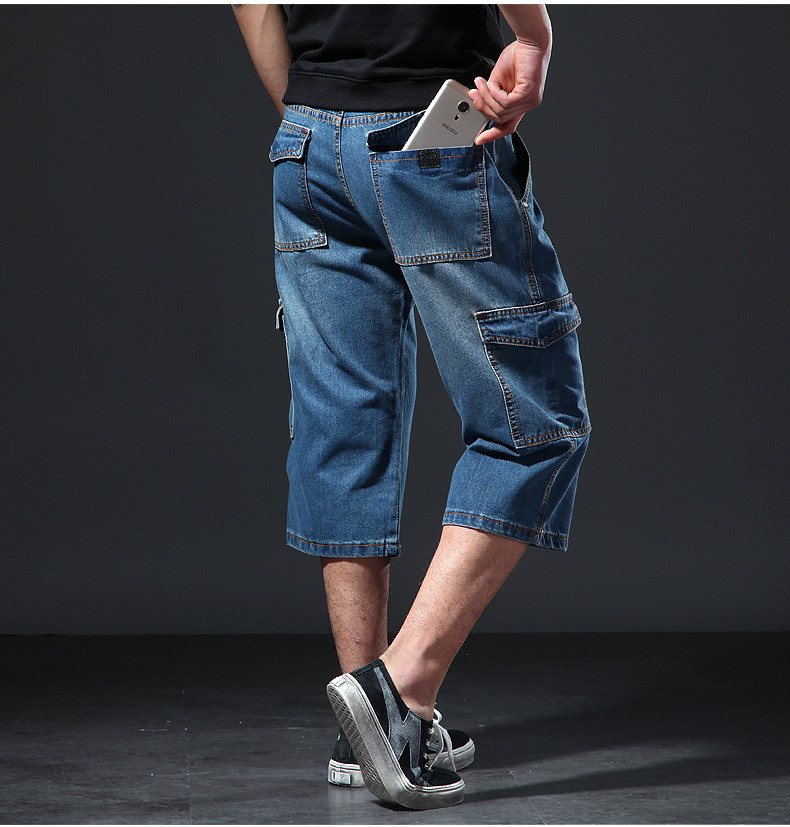 New Men’s Jeans Denim Cargo Combat Shorts Summer Casual Multi Pocket Pant W30-48