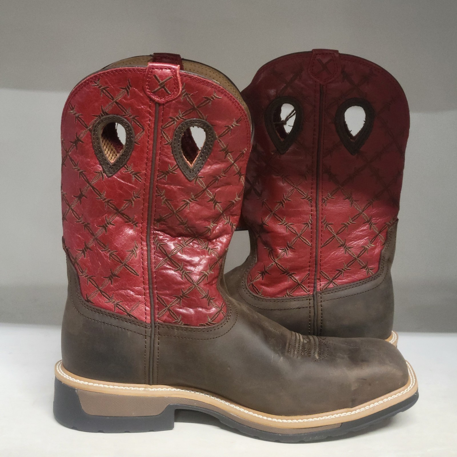 Twisted X 12″ Alloy Toe Boot Brown/Flash Red Mens Size 13D
