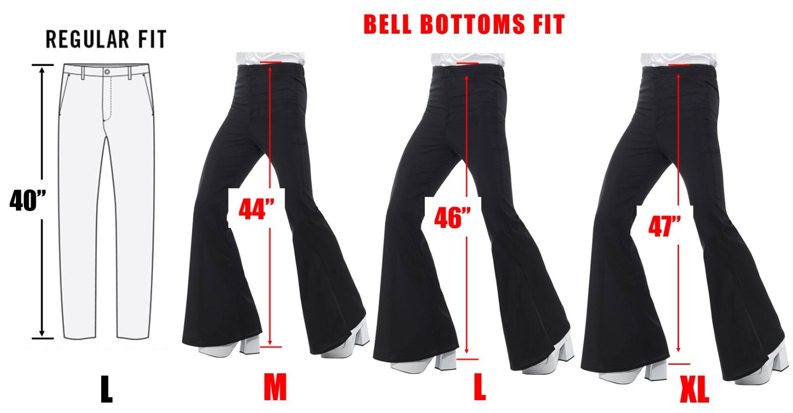 MENS 60S 70S DISCO DANCE FEVER FLARED BELL BOTTOM COSTUME PANTS SATURDAY NIGHT