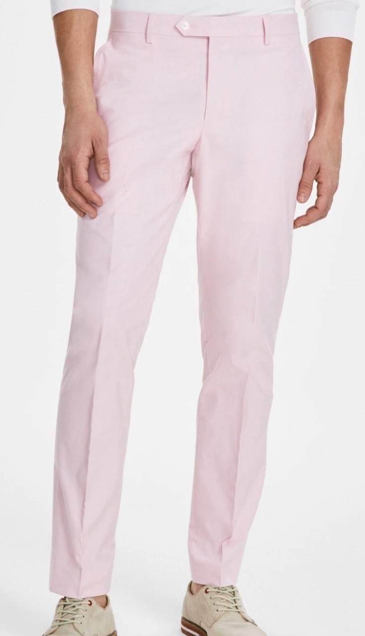 Tommy Hilfiger Soft Pink Modern-Fit TH Flex Chambray Pants 34/30 New NWT