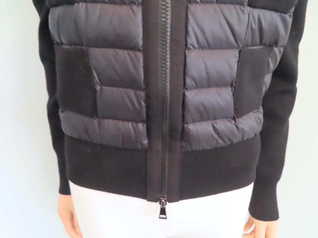 Moncler Black Cardigan Tricot Thin Down Puffer Jacket Size XS