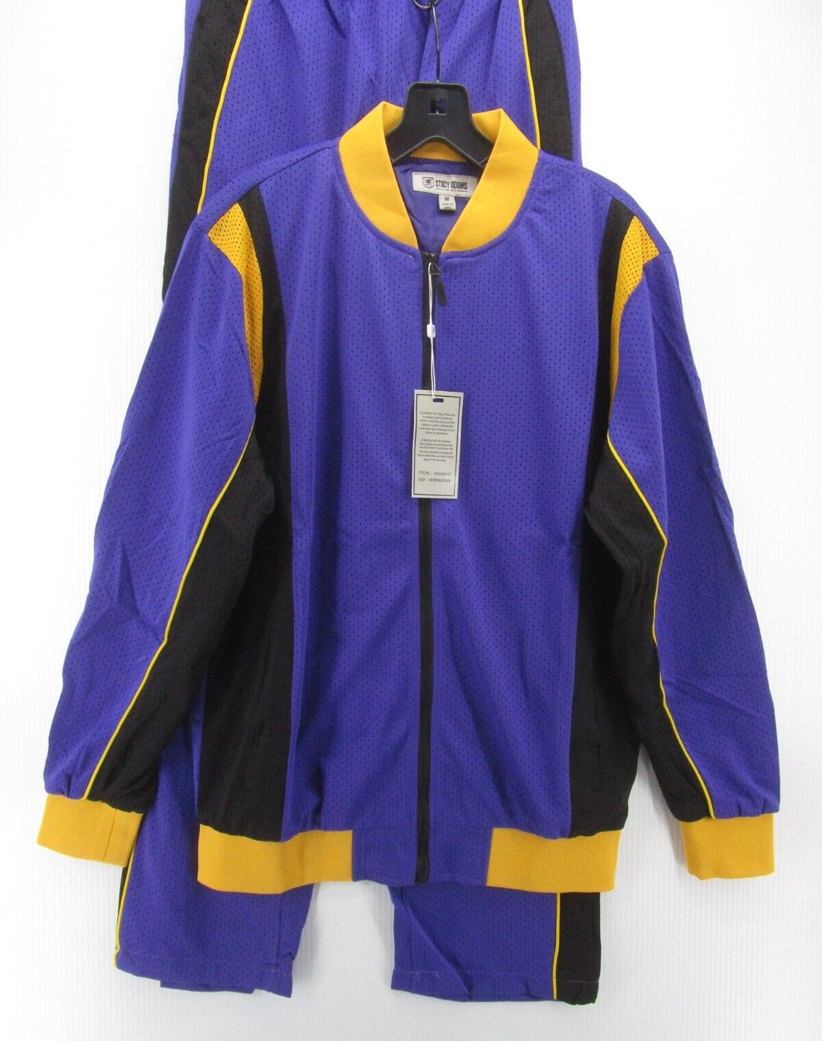 Stacy Adams Tracksuit Men Medium Purple Gold Warm Up 2 Piece Jacket Pants NEW