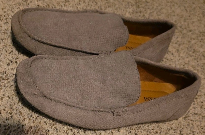 ALFANI KENDRIC DRIVING MOCS SHOES MEN’S 10.5M GRAY TEXTURED SUEDE 42101-EUC!