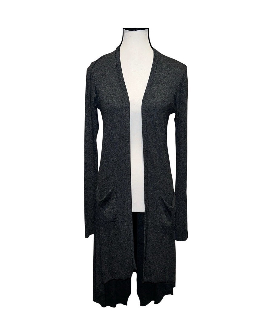 Joah Brown Soleil Ash Gray Ribbed Open Longline Cardigan Duster One Size USA Ad7