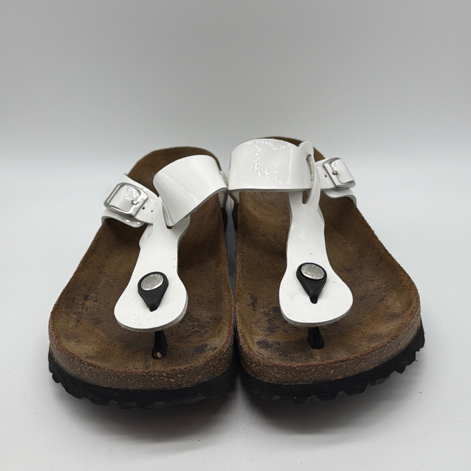Betula Birkenstock Womens Gizeh White Patent Sandals Size 38 US 7 Reg