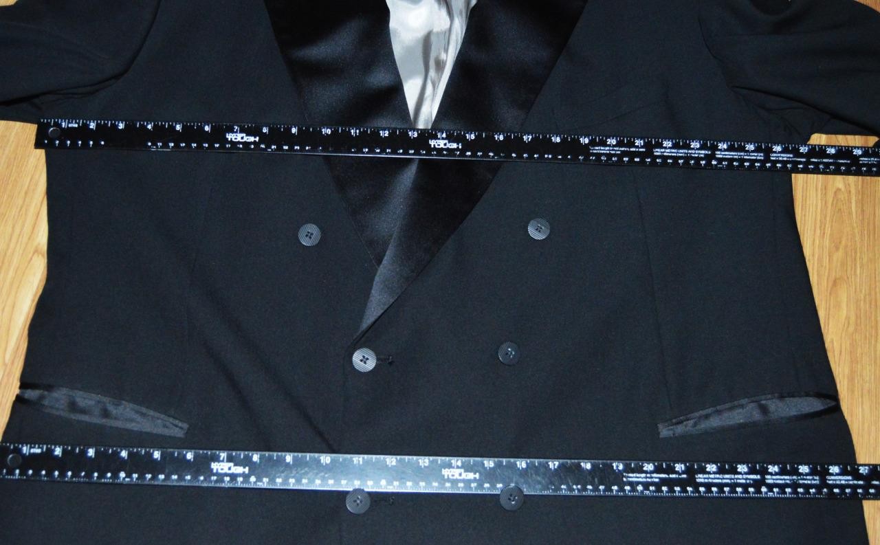 USA Tallia 52 R Custom Made Double breasted no vent wool dinner tuxedo suit g3j5