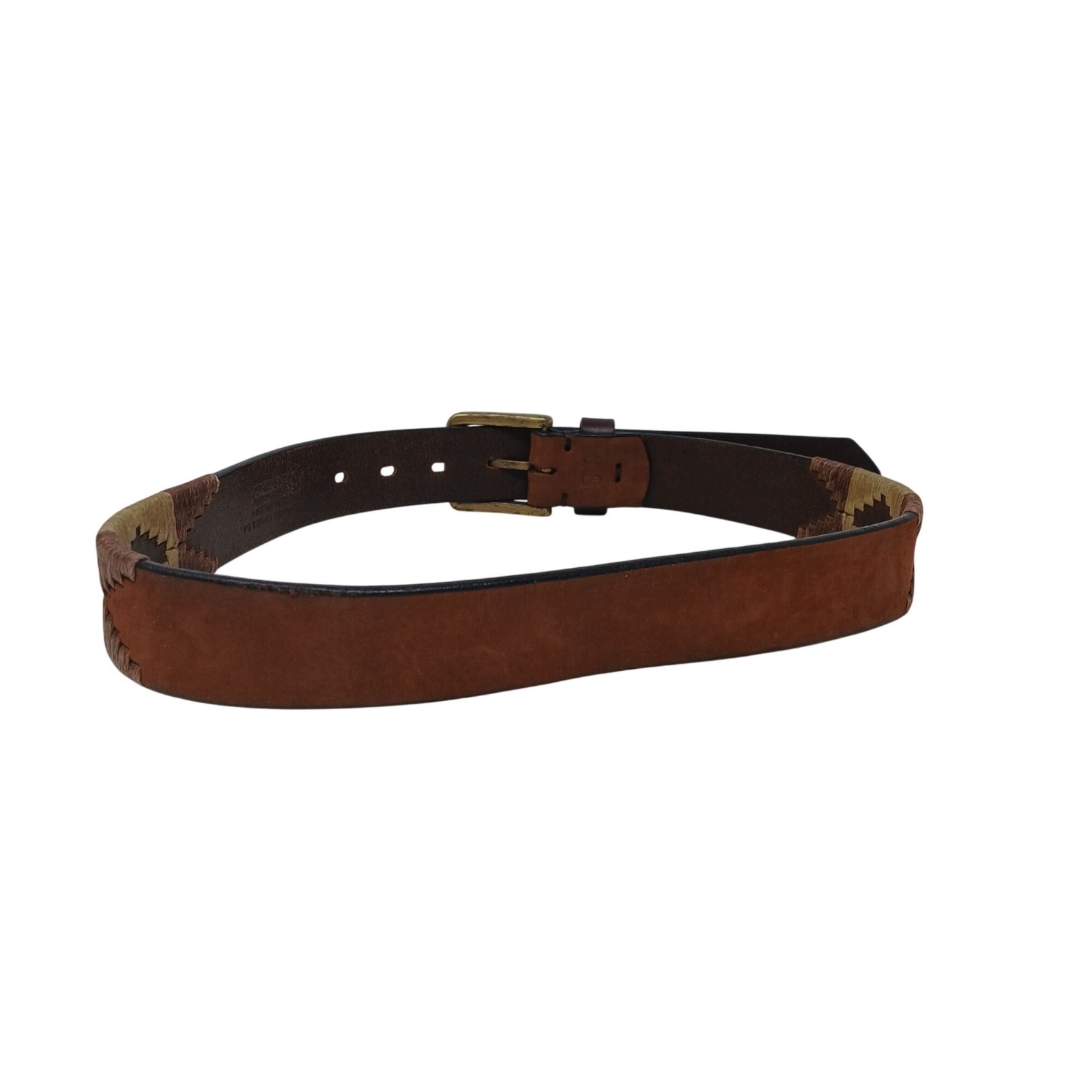 Gaucho Brown Leather Belt 80 cm Embroidered Western Tribal w/Buckle #D11-A