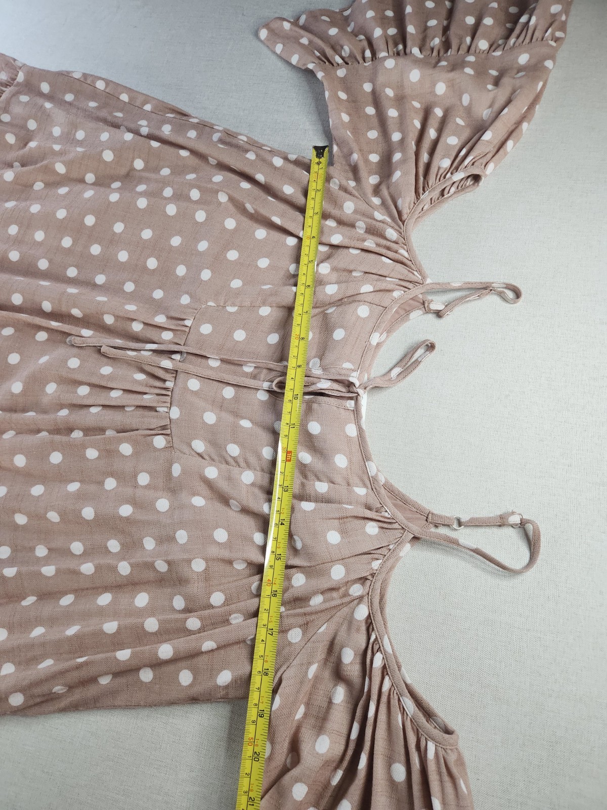 Mustard Seed Off-Shoulder Polka Dot Ruffle Tie Lined Blouse S S18564 #014