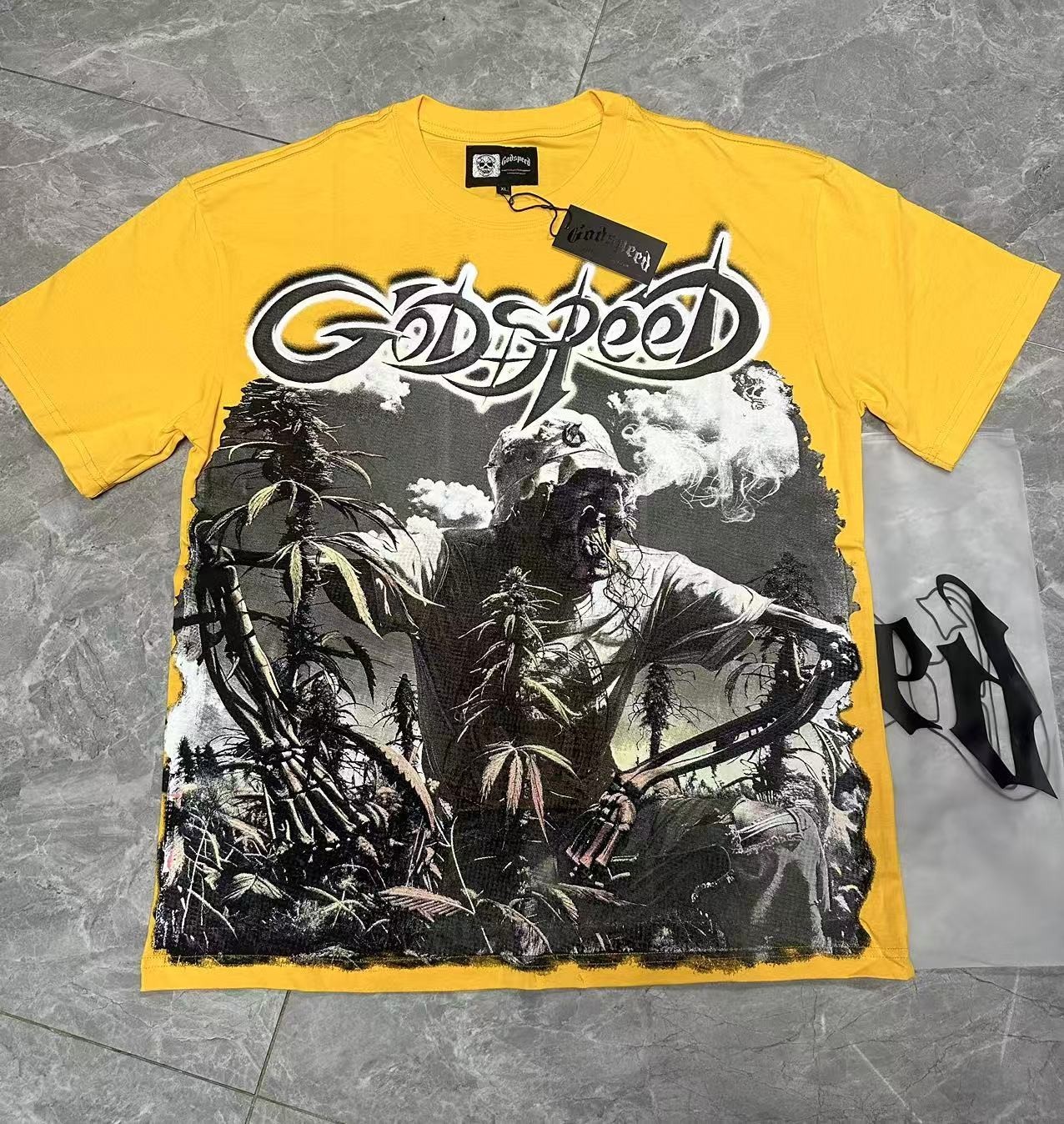 NEW Godspeed Skeleton Farmer in the Field printing Tee Mens Cotton T-shirt