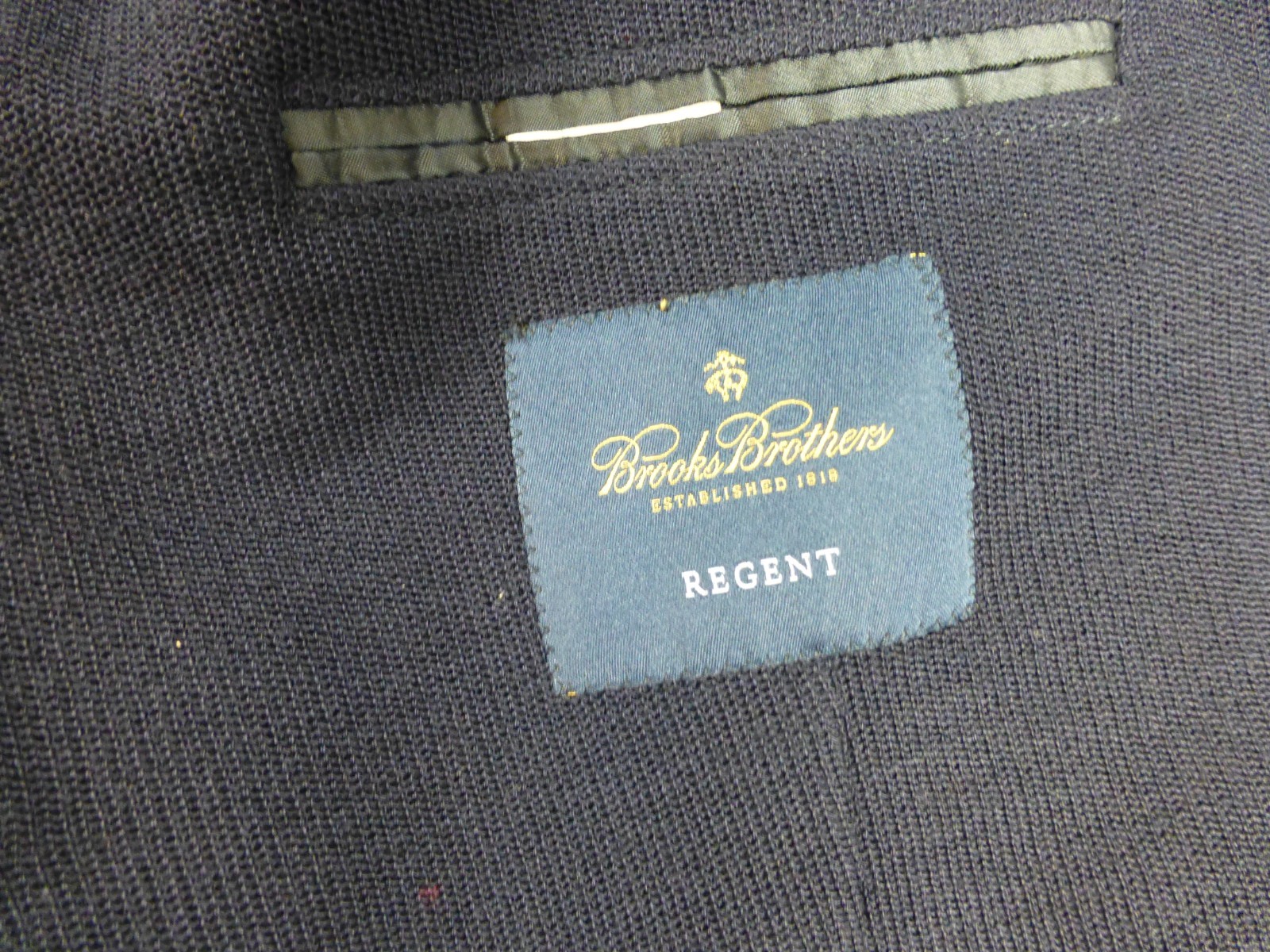 Brooks Brothers 1818 Regent Sport Coat Blazer 46R EU58 Dondi Jersey Navy Wool