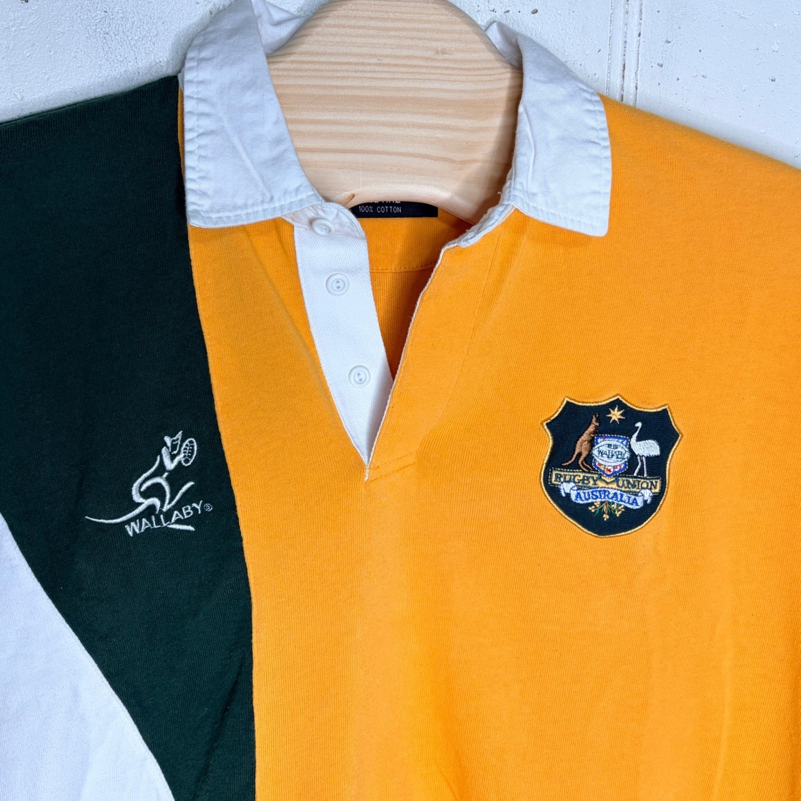 Rugby Sevens 2000 Australia Rugby Polo XXL Yellow Green Wallaby Colorblock