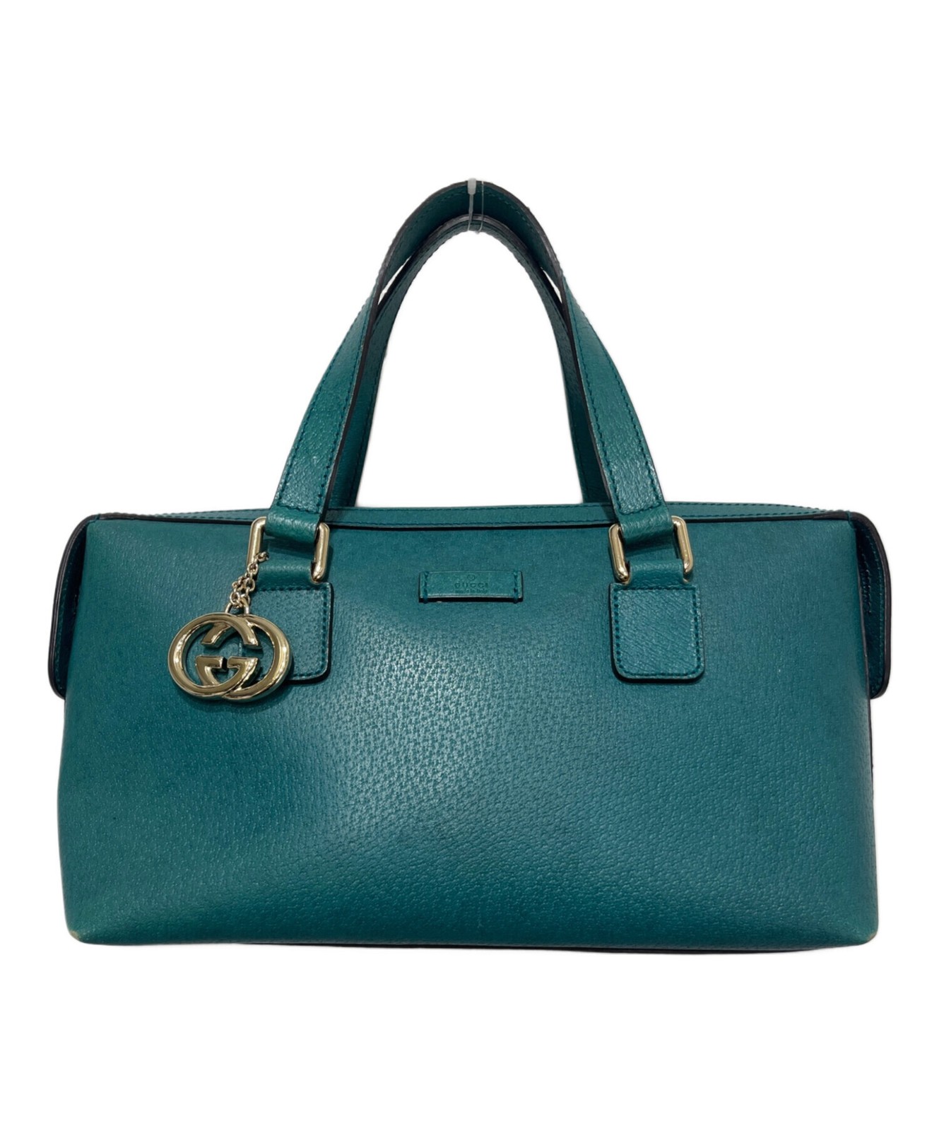 Gucci Turquoise Blue Leather Handbag Gold Hardware 264210 Women 12.6in x 7.5in