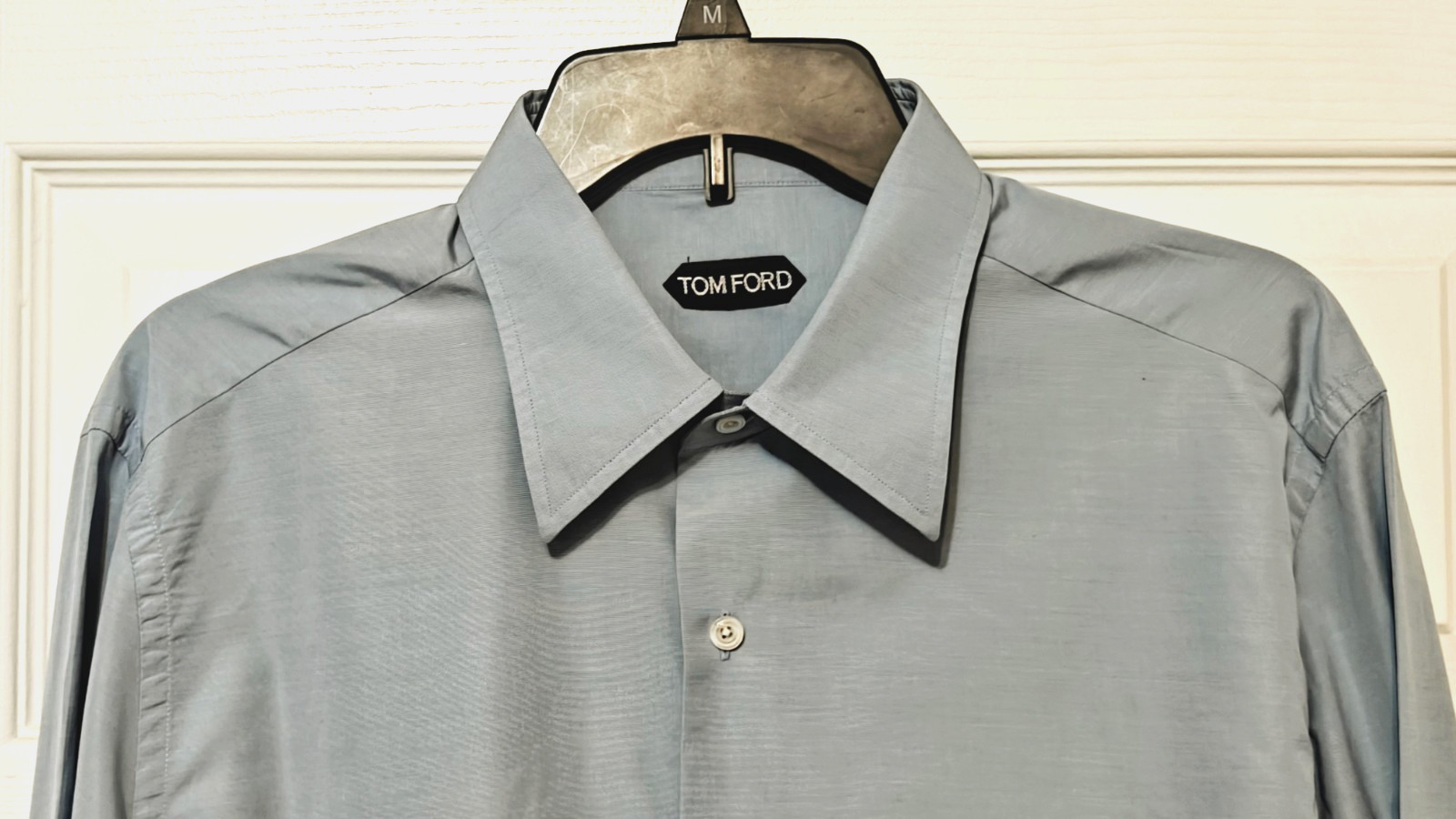TOM FORD Men’s Dress Shirt Classic Blue 17/43 Cotton Made in Switzerland