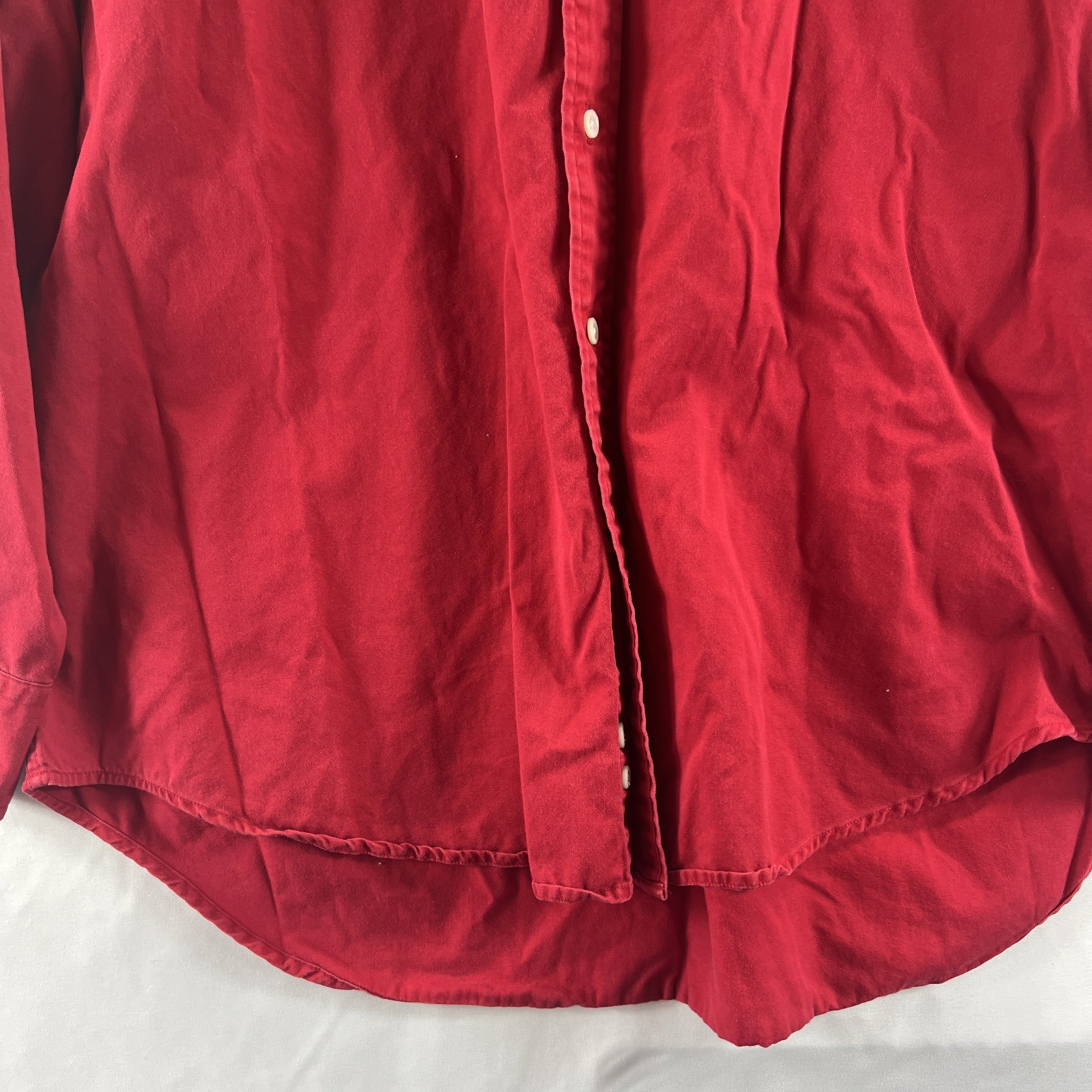Norsport Red 100% Cotton Long Sleeve Button Down Collared Shirt Men’s Size L