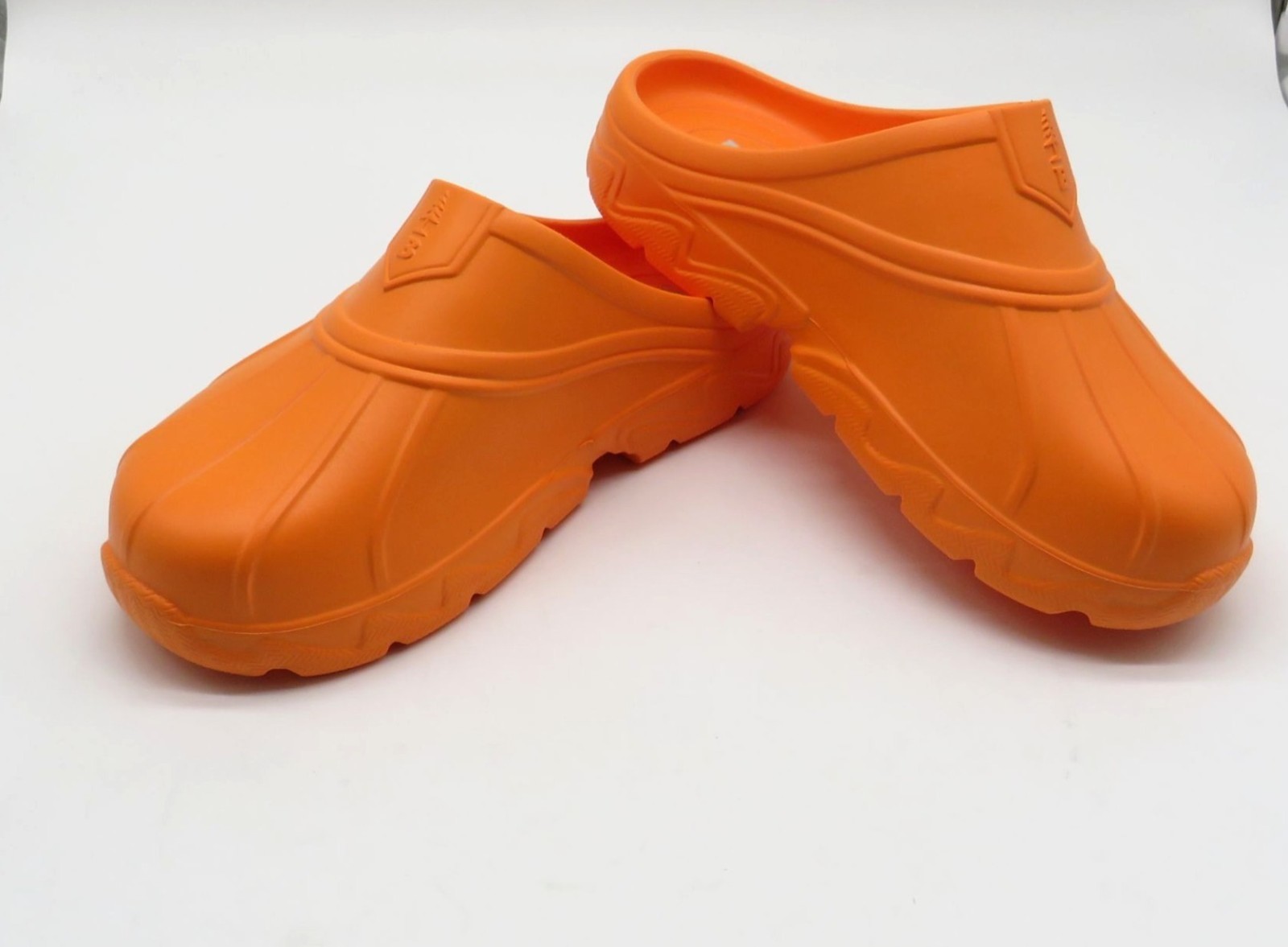Bass Outdoor Unisex Orange Rubber Slip On Clogs Rugged Durable NEW