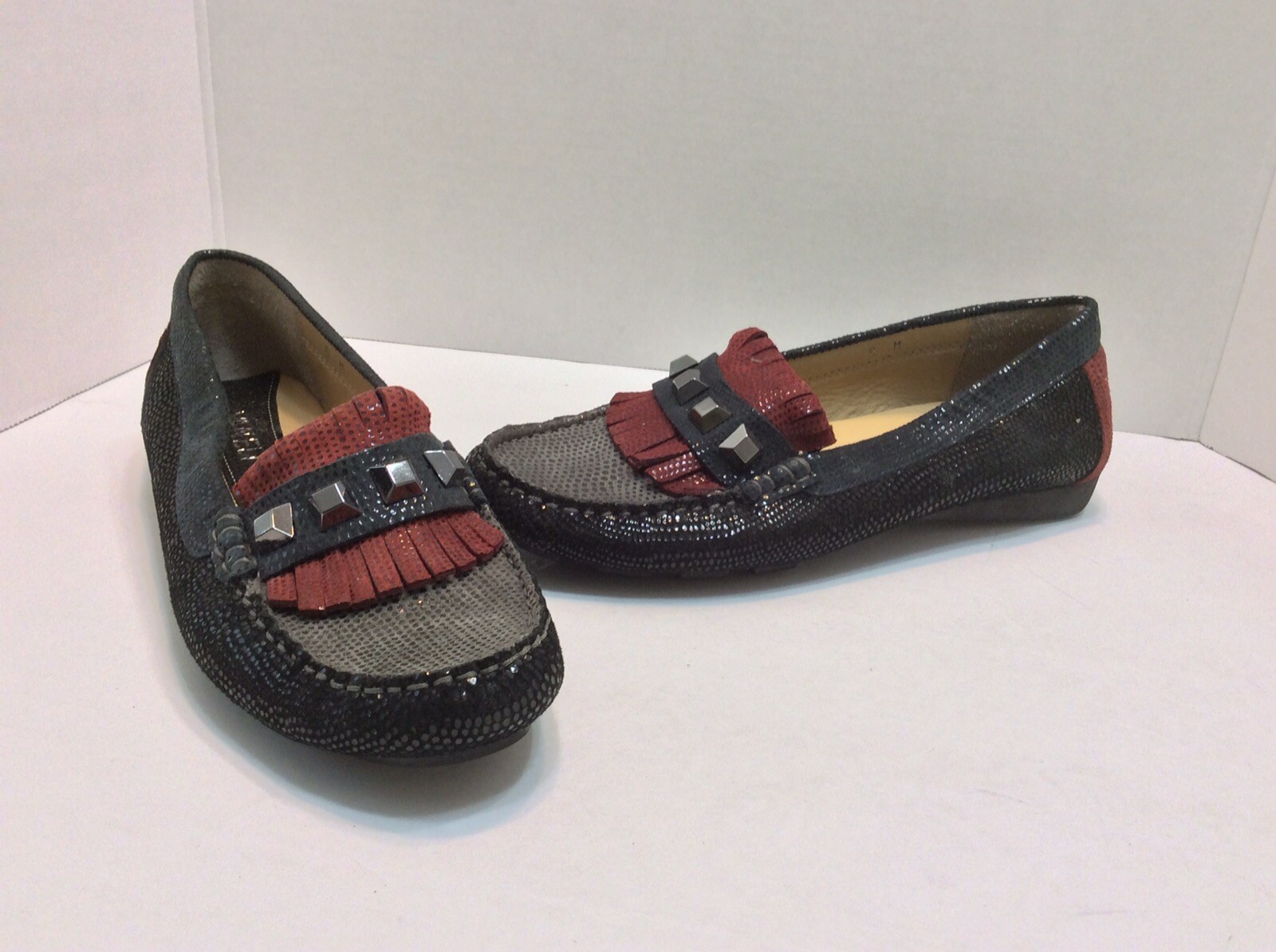 VANELLI Rumble Navy/Gray/Black Studded Loafers Driving Moccasins Size 6 M