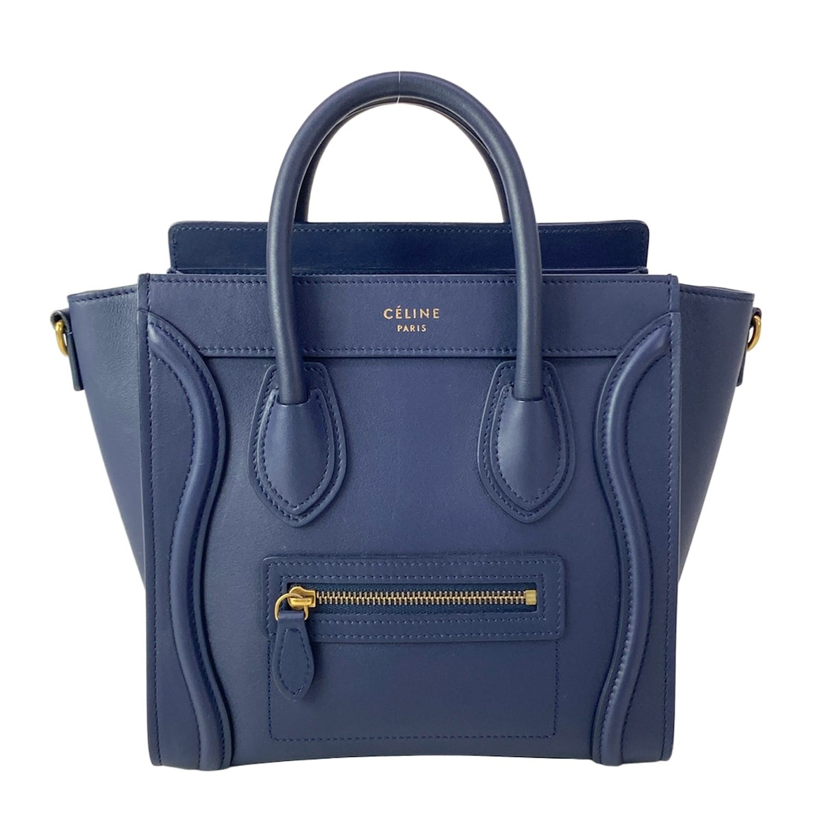 CELINE Luggage Nano Shopper 168243HSC.33NK Navy Smooth Calf Handbag