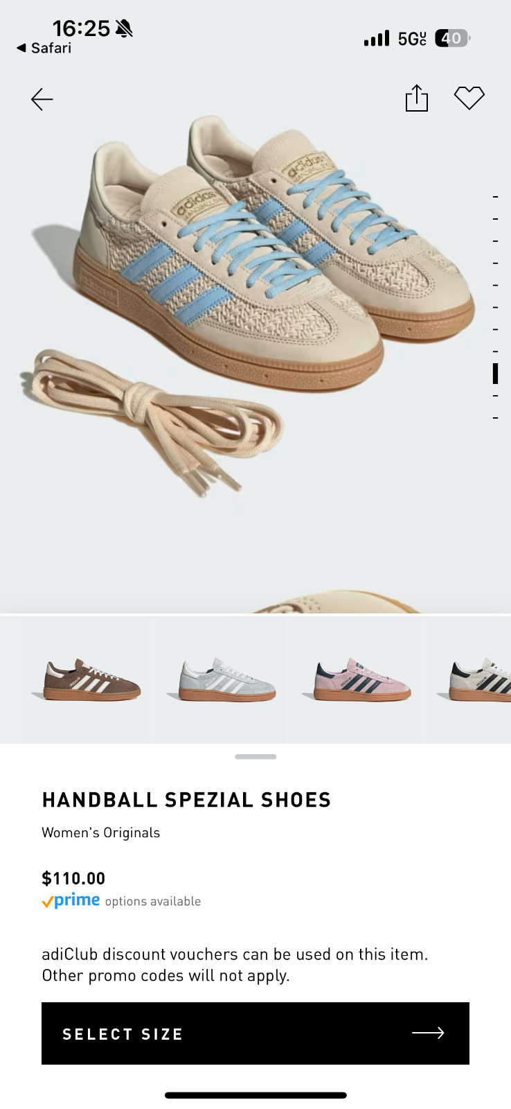 Womens S7, Adidas Handball Spezial- Beige w/ Light Blue Stripes, Gum Sole
