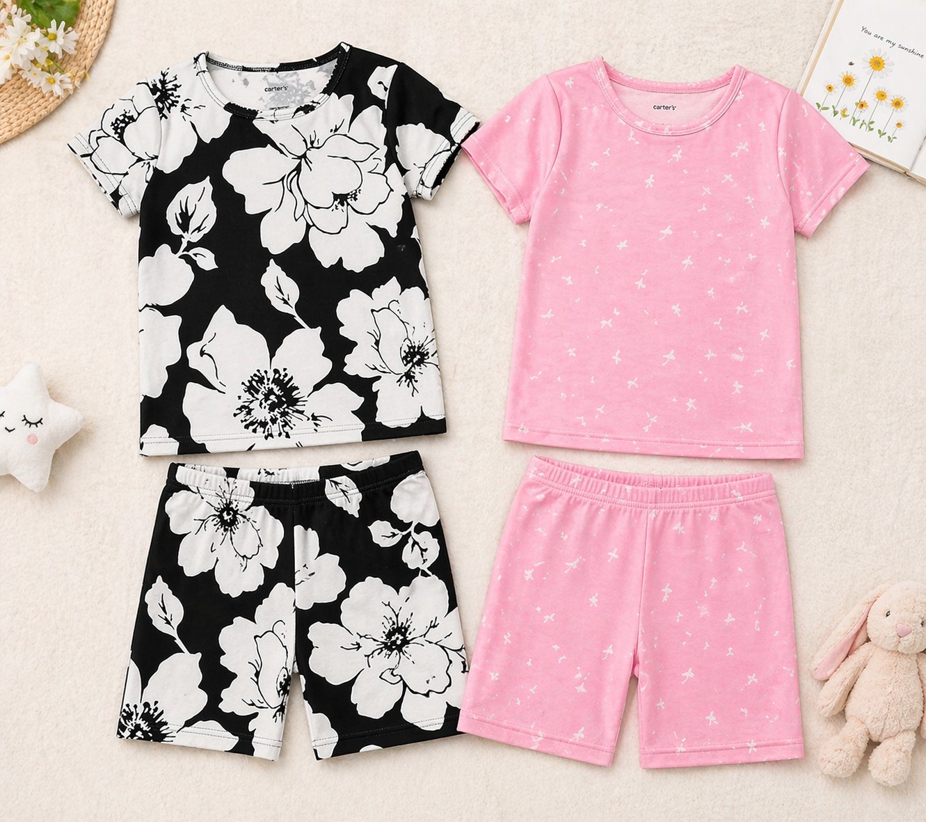 Carter’s Kid Girls’ 4-Piece Floral & Flamingo Snug Fit Cotton Pajama Set Size 5