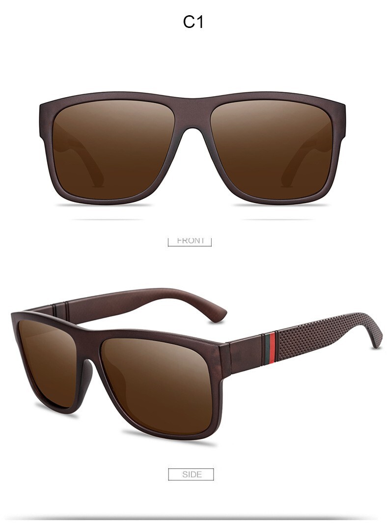 Mens Large Polarized Square Sunglasses Matte Brown Frame Brown Polarized Lens