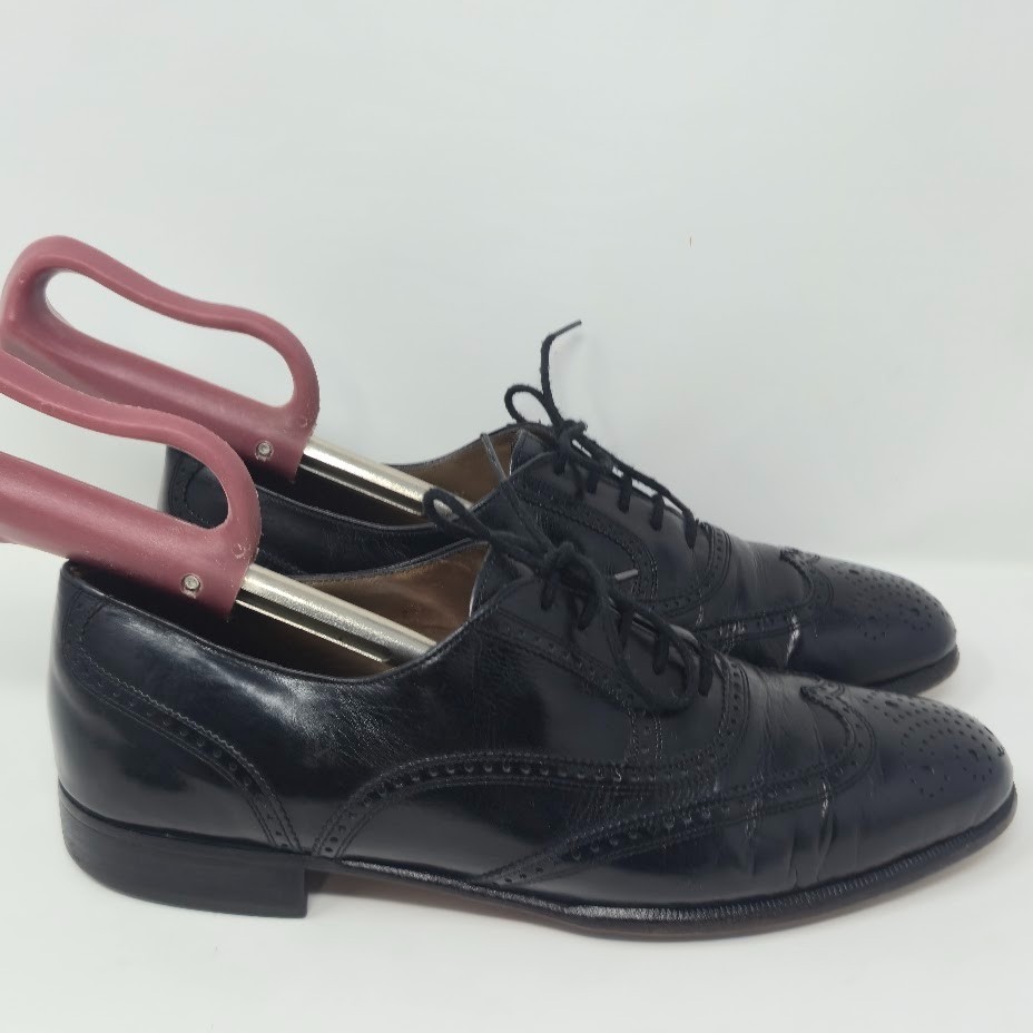 Bally of Switzerland Men’s Wingtip Oxfords Size 7 D Black Leather Brogue Vintage