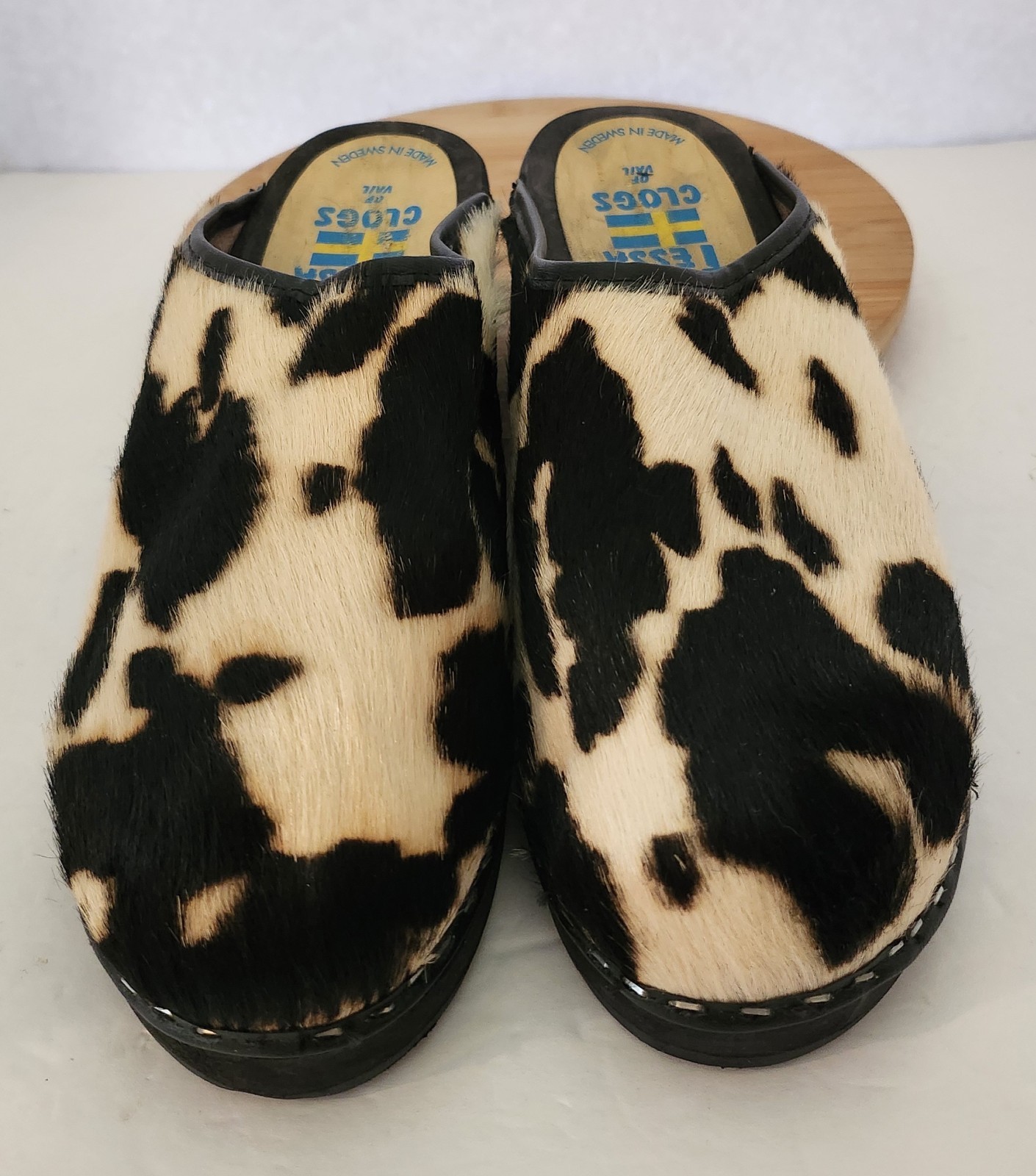Women’s Tessa Clogs Of Vail Cowhide Cow Print Shoes Size EU 40 US 9/ 9.5 Sweden