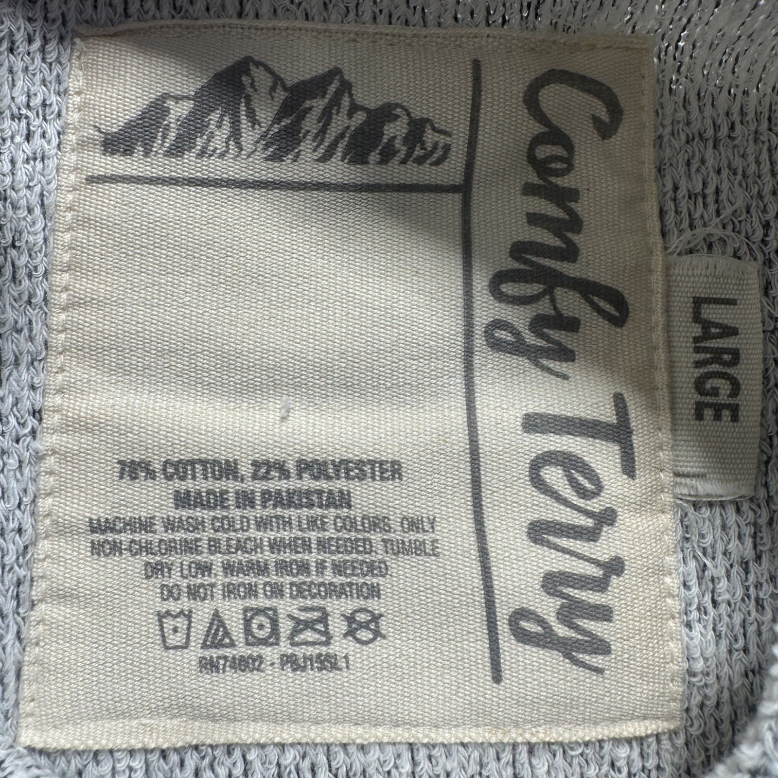 Comfy Terry Crew Neck Sweater Sz L Men Gray Pre-owned