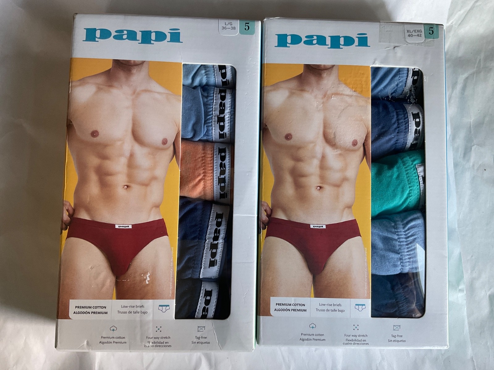 Papi 5 Pack Low Rise Soft Premium Cotton Briefs New Blue Orange Green