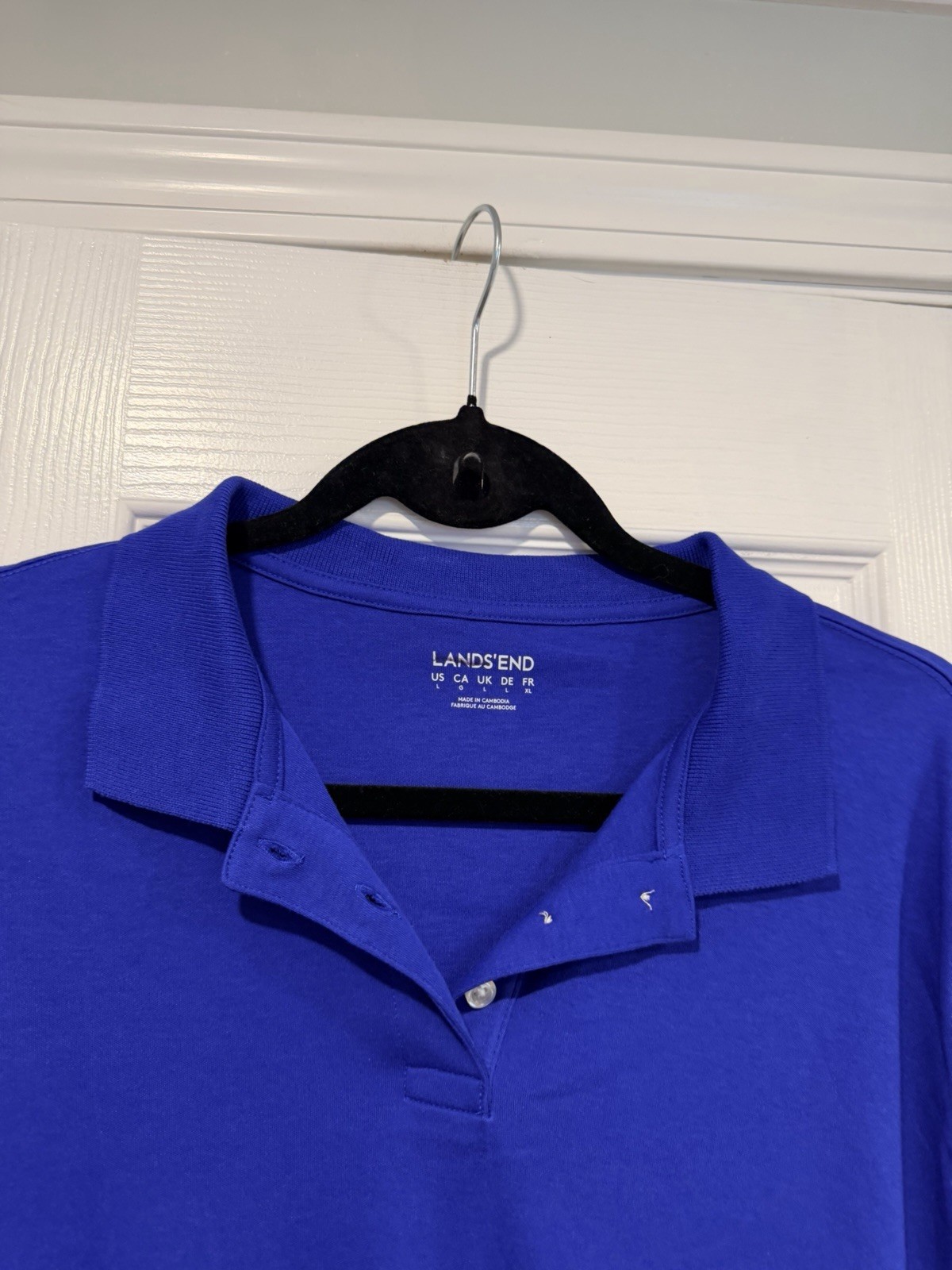 NWOT Lands End Size L Royal Blue Short Sleeve Collared Polo Shirt