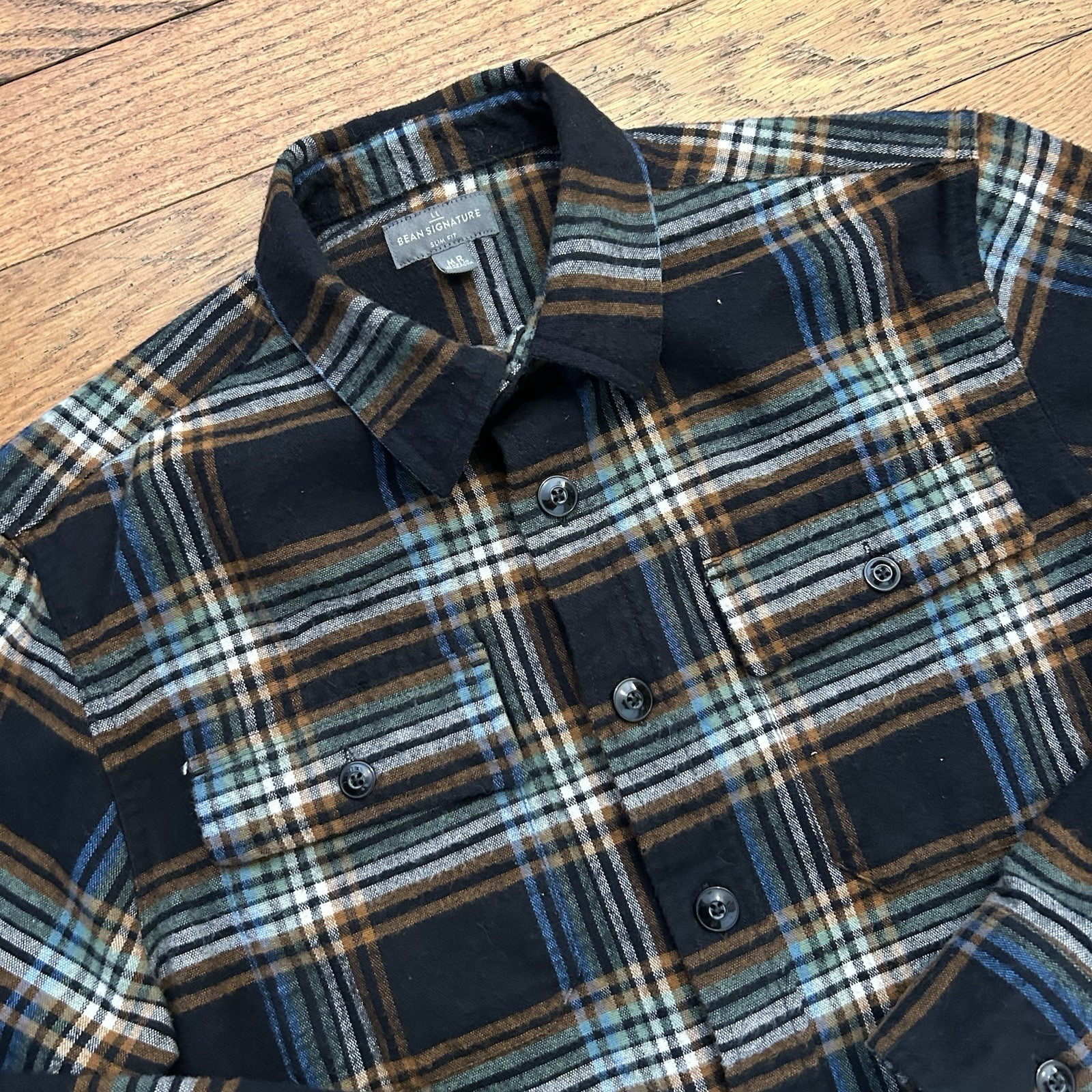 Ll Bean Signature Archive 1933 Chamois Cloth Plaid Button Up Shirt Medium