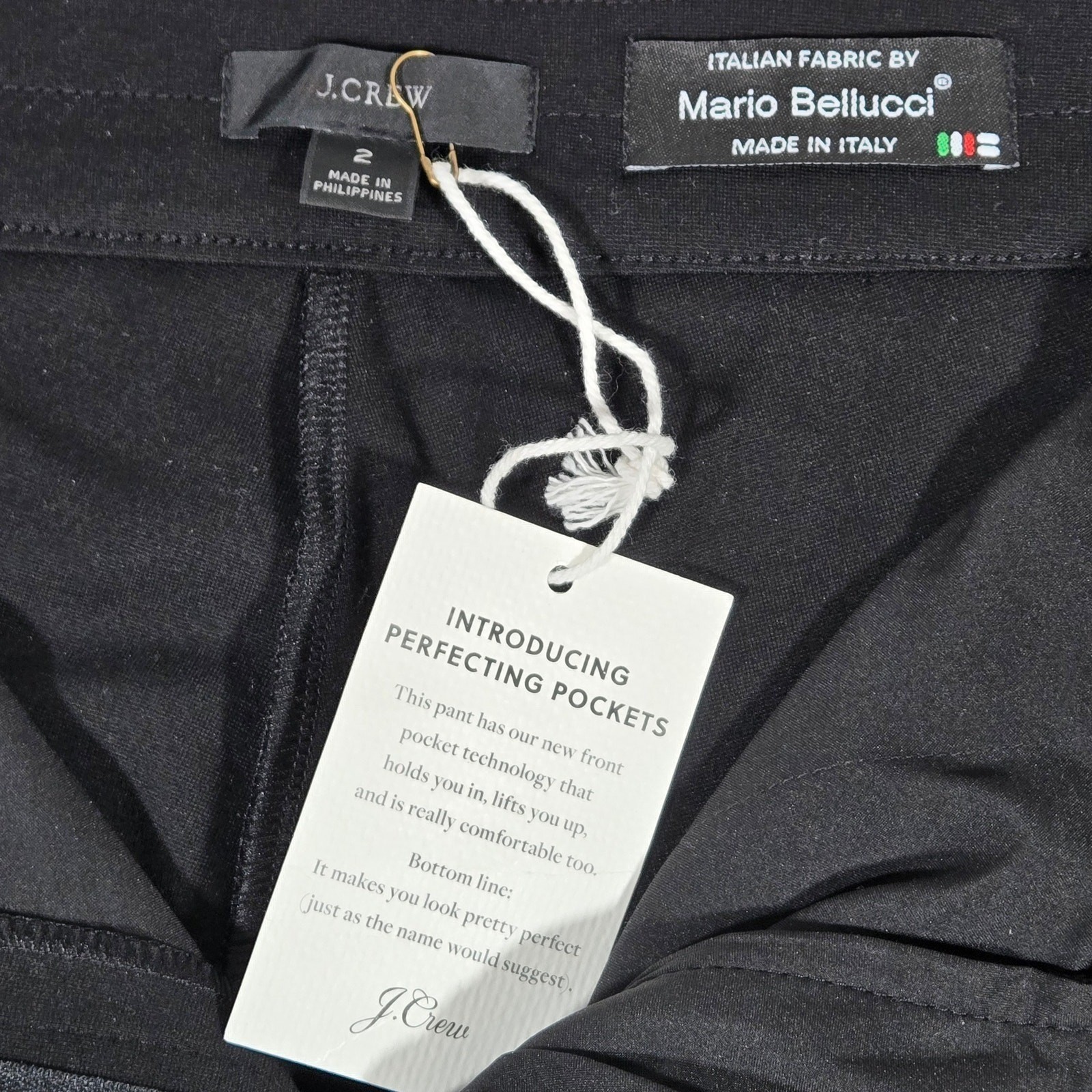 J. Crew Skinny Trouser Italian Ponte Black Pants Size 2 NWT BD303 Mario Bellucci