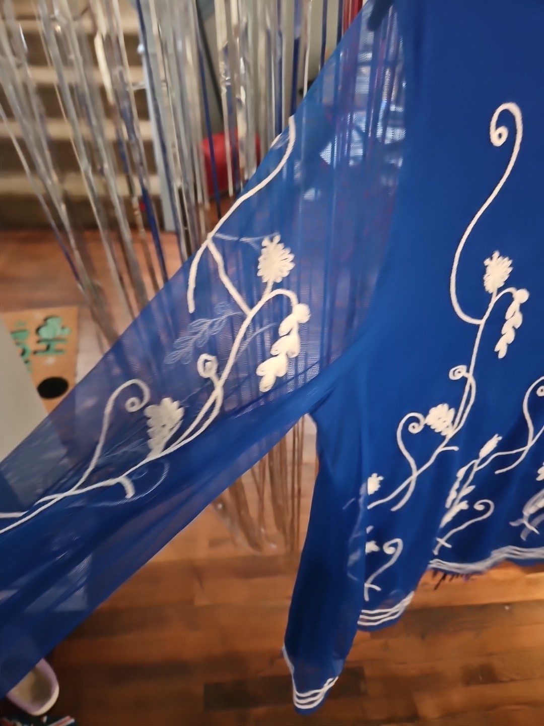 Alfani Blue tunic white embroidery sheer layered – NWT Size XL