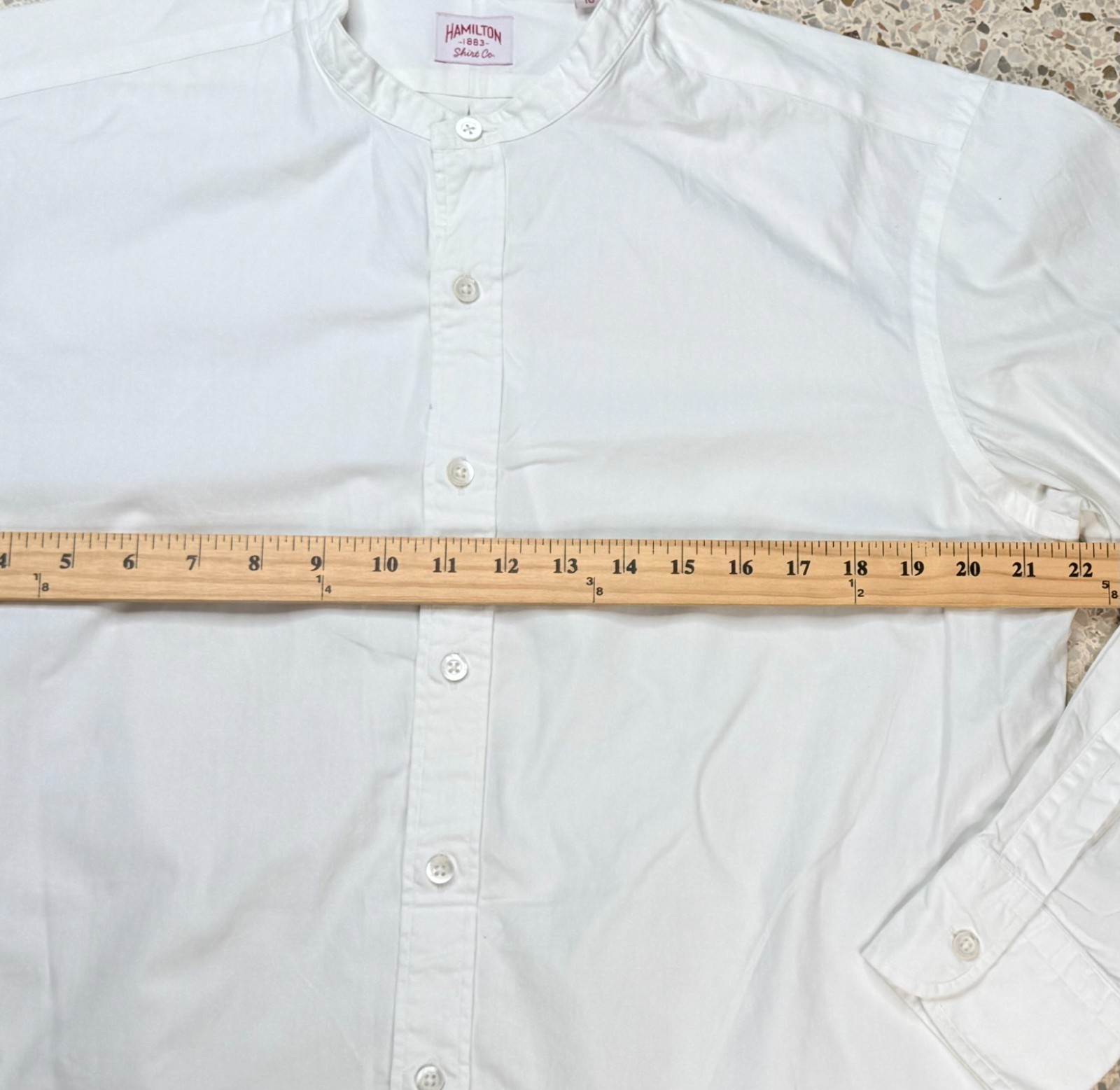 Hamilton 1883 Shirt Co. Men’s Collarless Button Up Long Sleeve Shirt Size 16