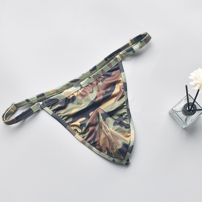 4 Pack Lot Sexy Mens G String Thongs Underwear Brief Camo Underpants T back Soft