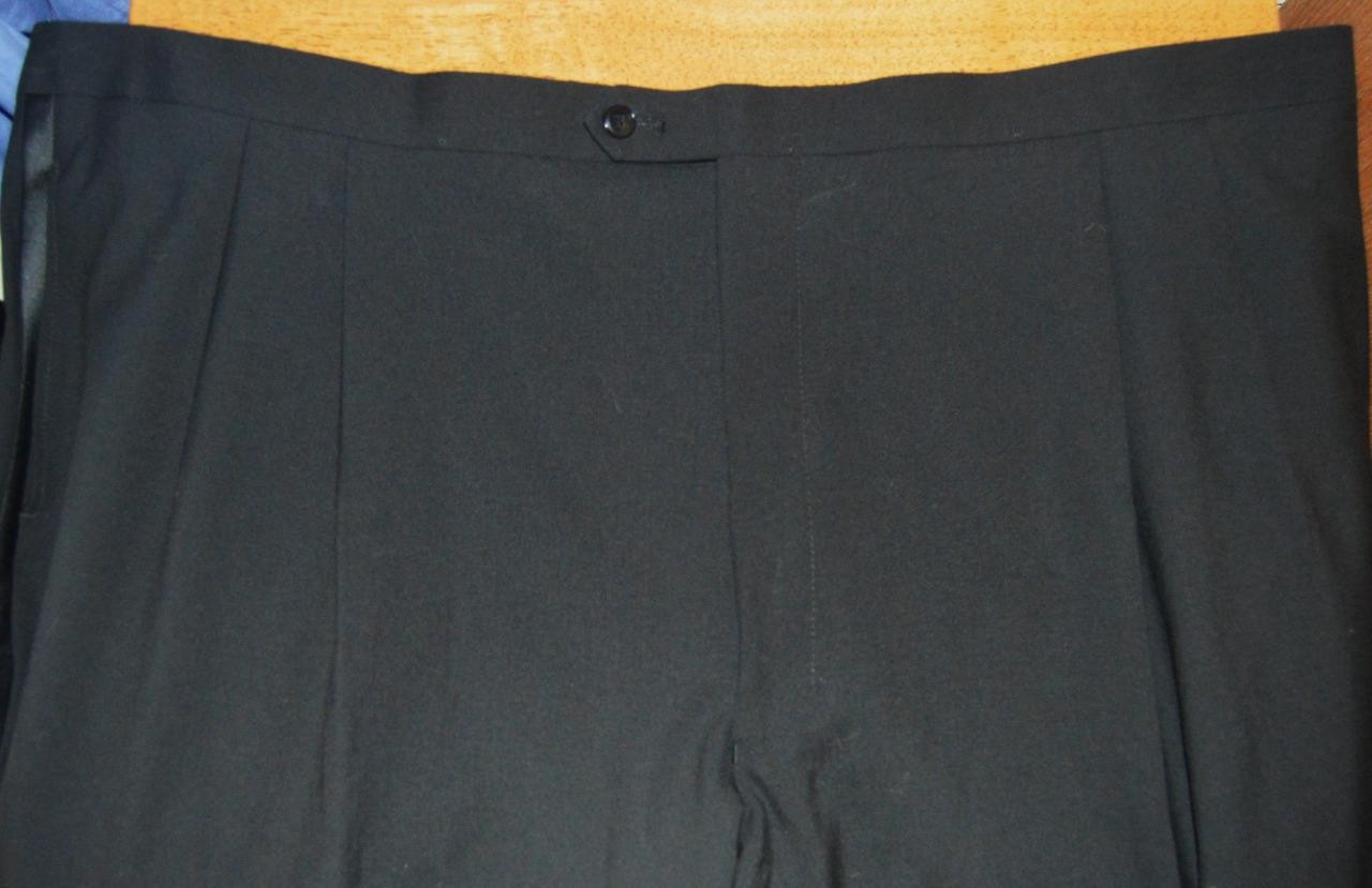 USA Tallia 52 R Custom Made Double breasted no vent wool dinner tuxedo suit g3j5