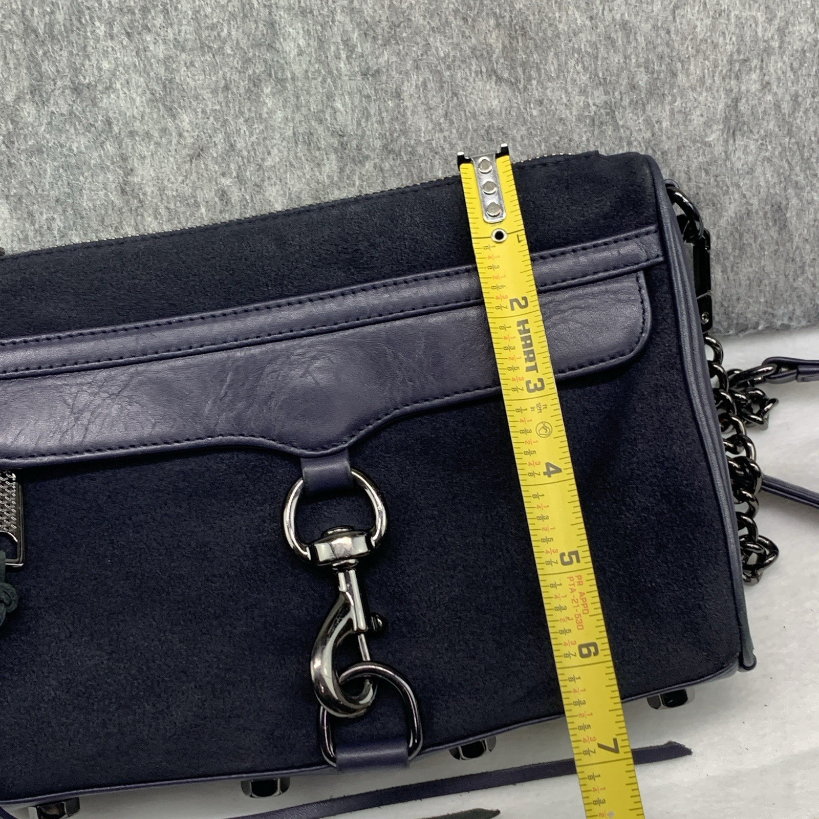 Rebecca Minkoff Blue Mini Mac 100% Genuine Suede Leather Crossbody Purse Blue