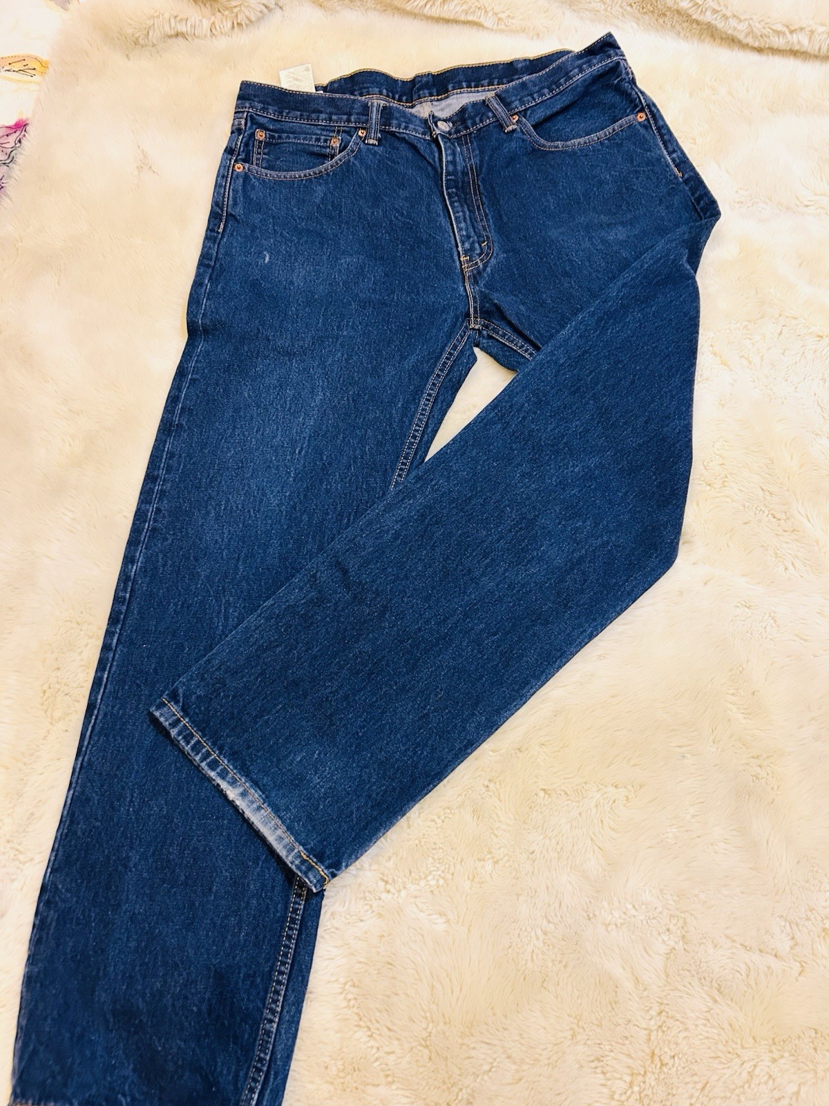 Levi’s Men’s Blue Straight Leg Regular Fit Denim Jeans 5-Pocket Button Fly