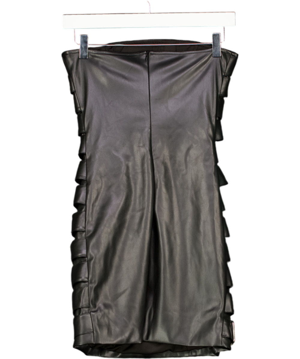 DVNT Black Eco-leather Mini Dress With Decorative Buckles UK XS/S