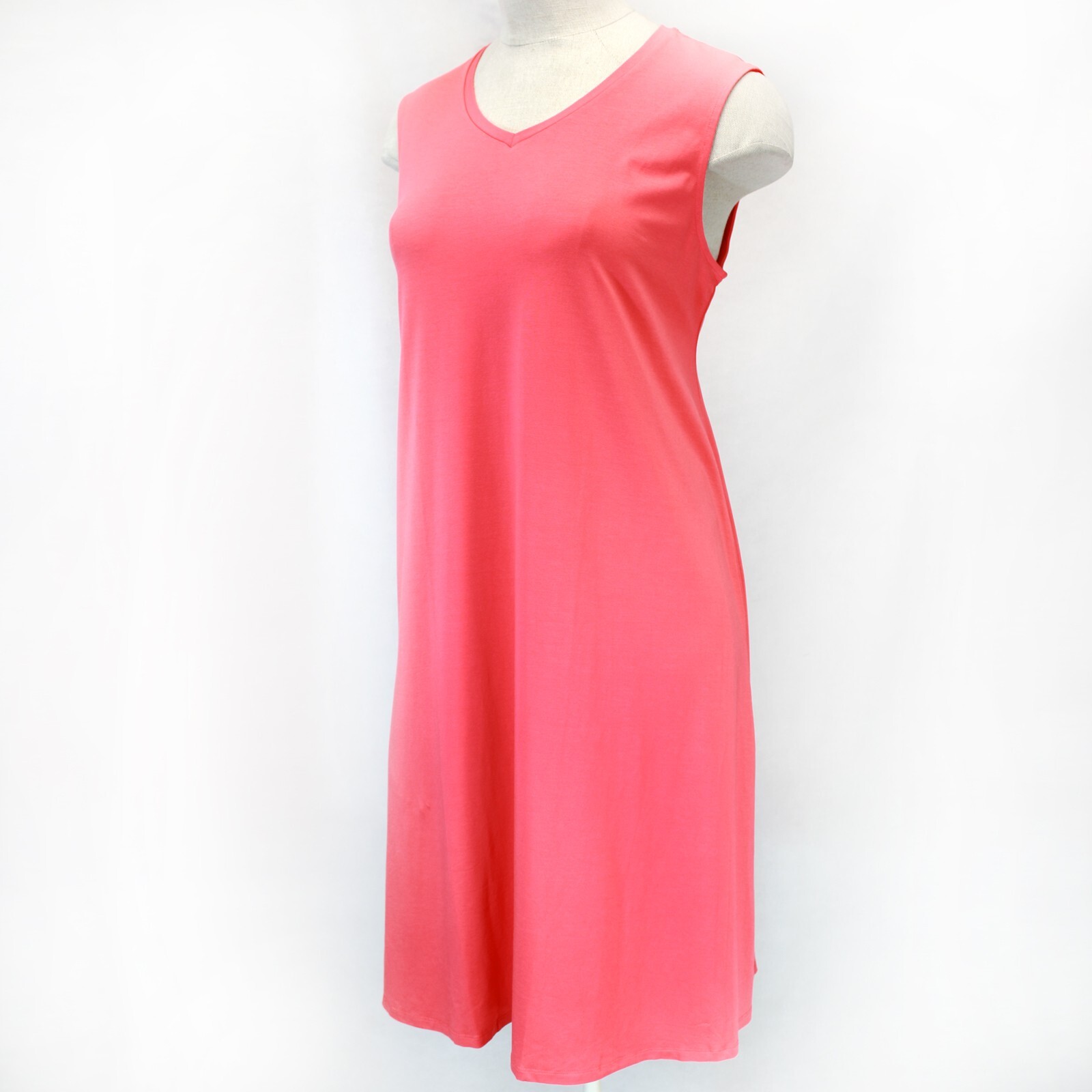 Eileen Fisher Plus Size Watermelon Fine Jersey V-Neck Sleeveless Midi Dress 1X