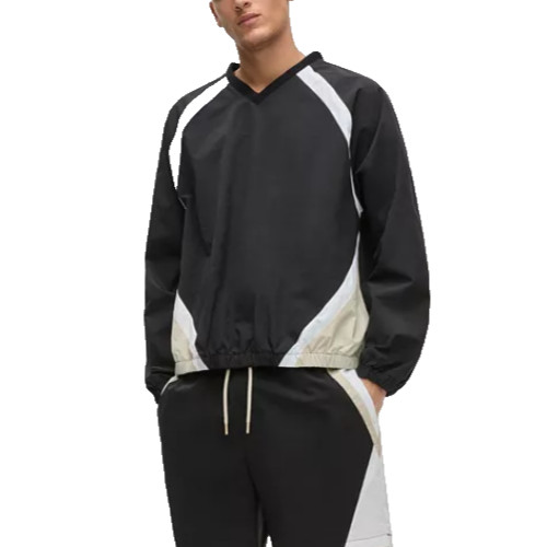 Mode of One Men’s Size Large Pullover Track Jacket Black Colorblock Windbreaker