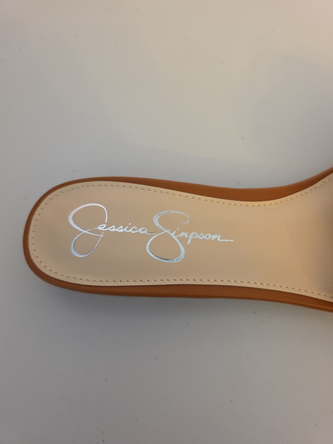 Jessica Simpson Amille Ginger Cookie Brown Italia Nappa Crystal Sandals – Size 8