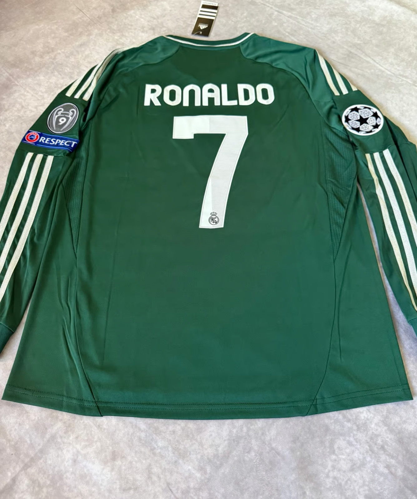 Real Madrid 2012-13 Third Green Long Sleeve Champions League Jersey Ronaldo #7