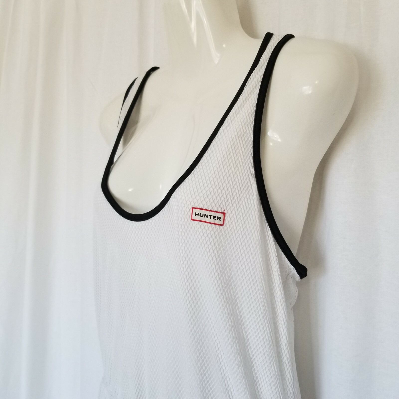 Hunter Target Women Dress White Mesh A-Line Racerback Sleeveless Tank Zip Sz S