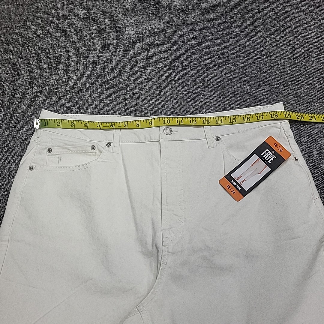 Frye Womens Button Zip Fly High Rise Jeans with Pockets Size 16/34 Off White