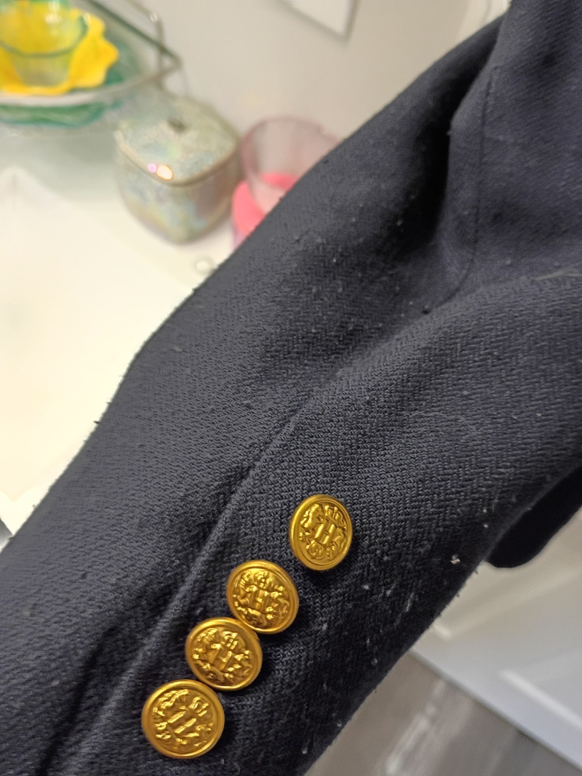 Haggar Men’s Navy Solid Blazer M Regular Notch Lapel 2-Button Single Vent