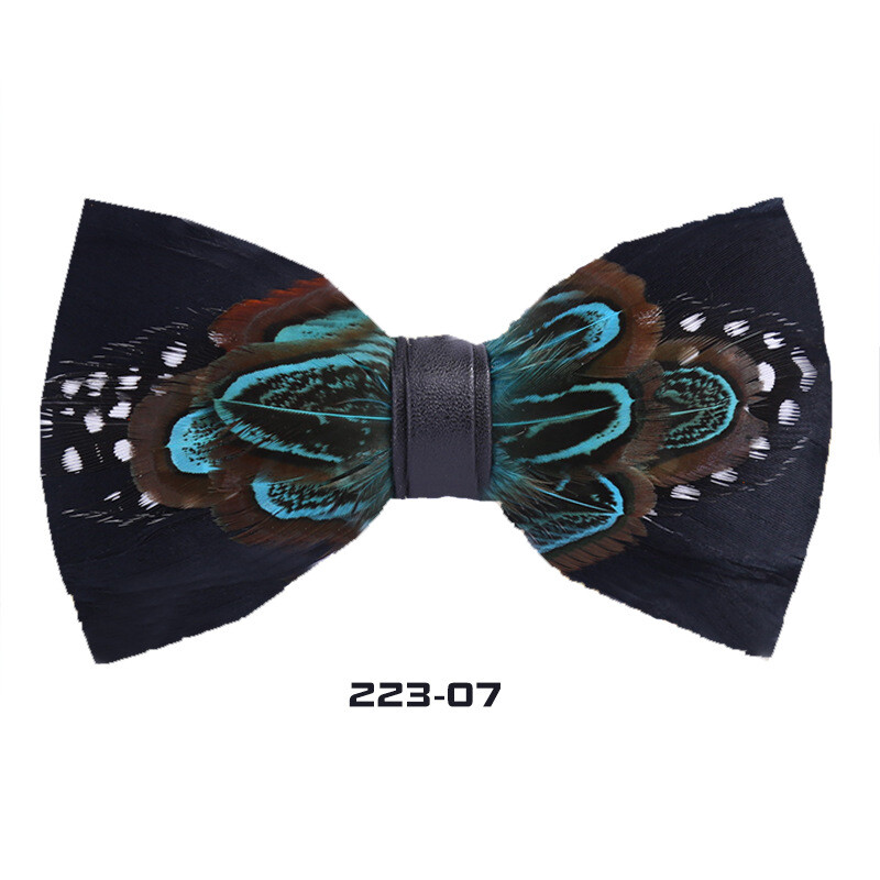 Men Feather Luxury Bowtie 4.7*2.36in Black Gold Floral Wedding Groom Party Wear